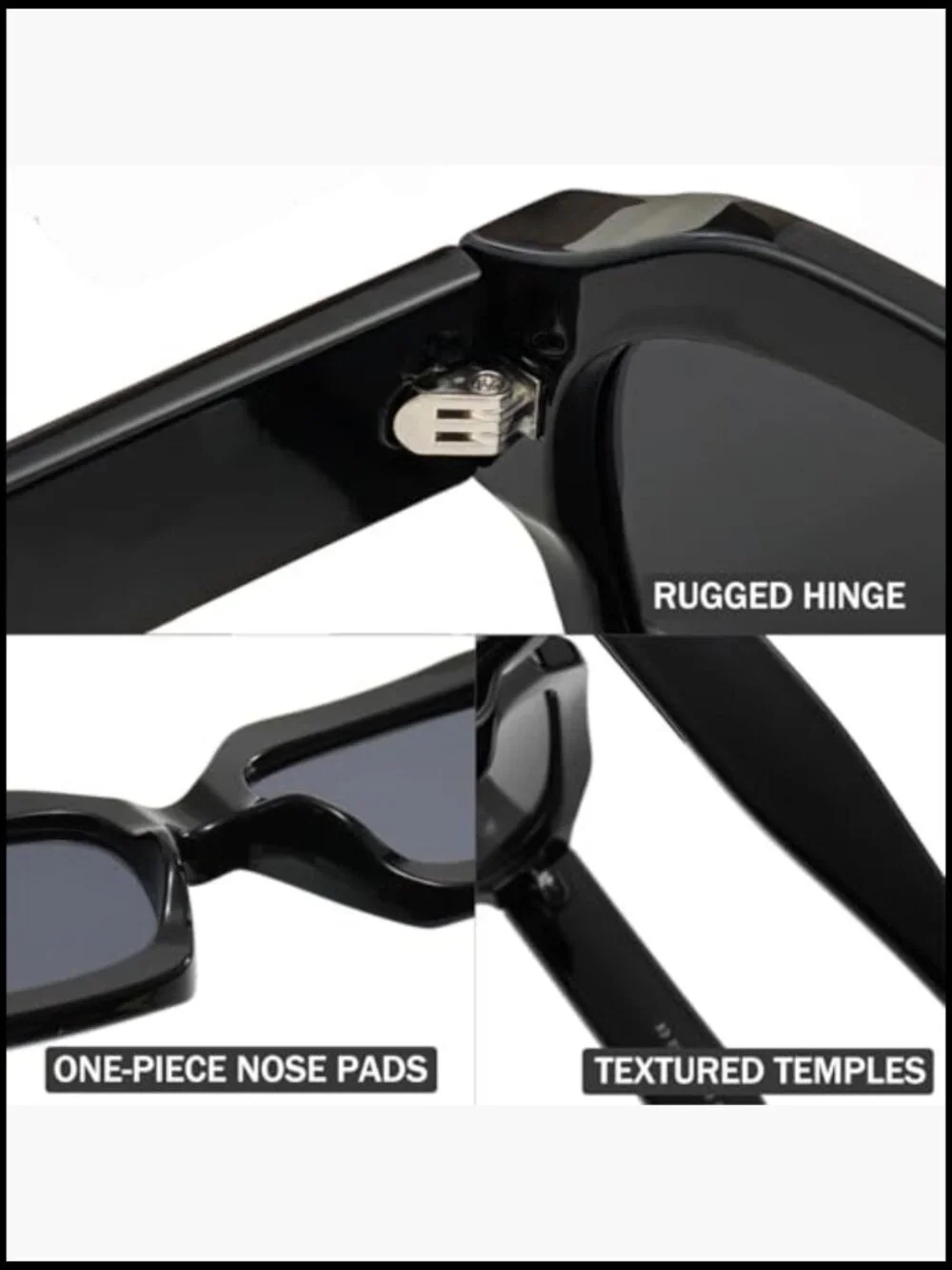 Polarized Retro Hexagon Sunglasses Oversized Square Chunky 90s Style